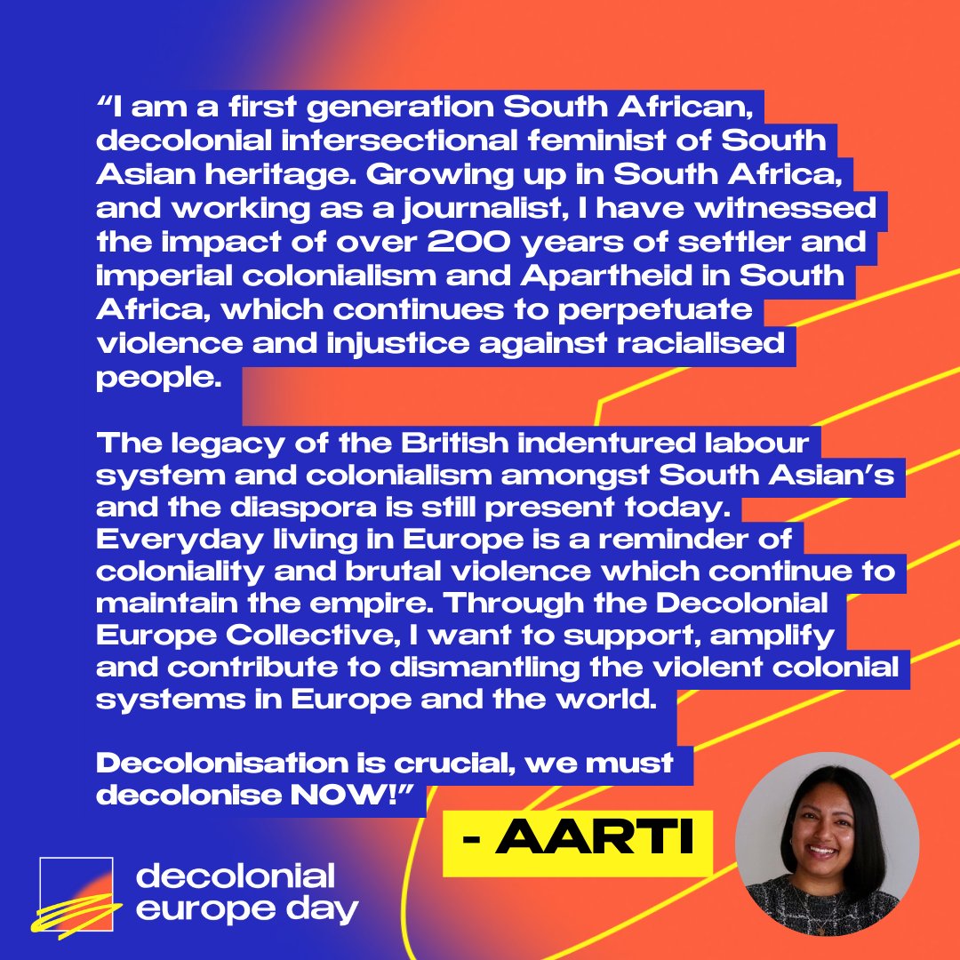 decolonial_eu's tweet photo. As we are looking for people &amp; orgs to co-create the Decolonial Europe Collective, we share with you why some of our DED team members find this an important initiative. 

Today we introduce you to @ajnarsee ⤵️

Check https://t.co/7hkY6B0rEv for more info

#LetsDecoloniseEuropeNow https://t.co/YENEm8jOb6