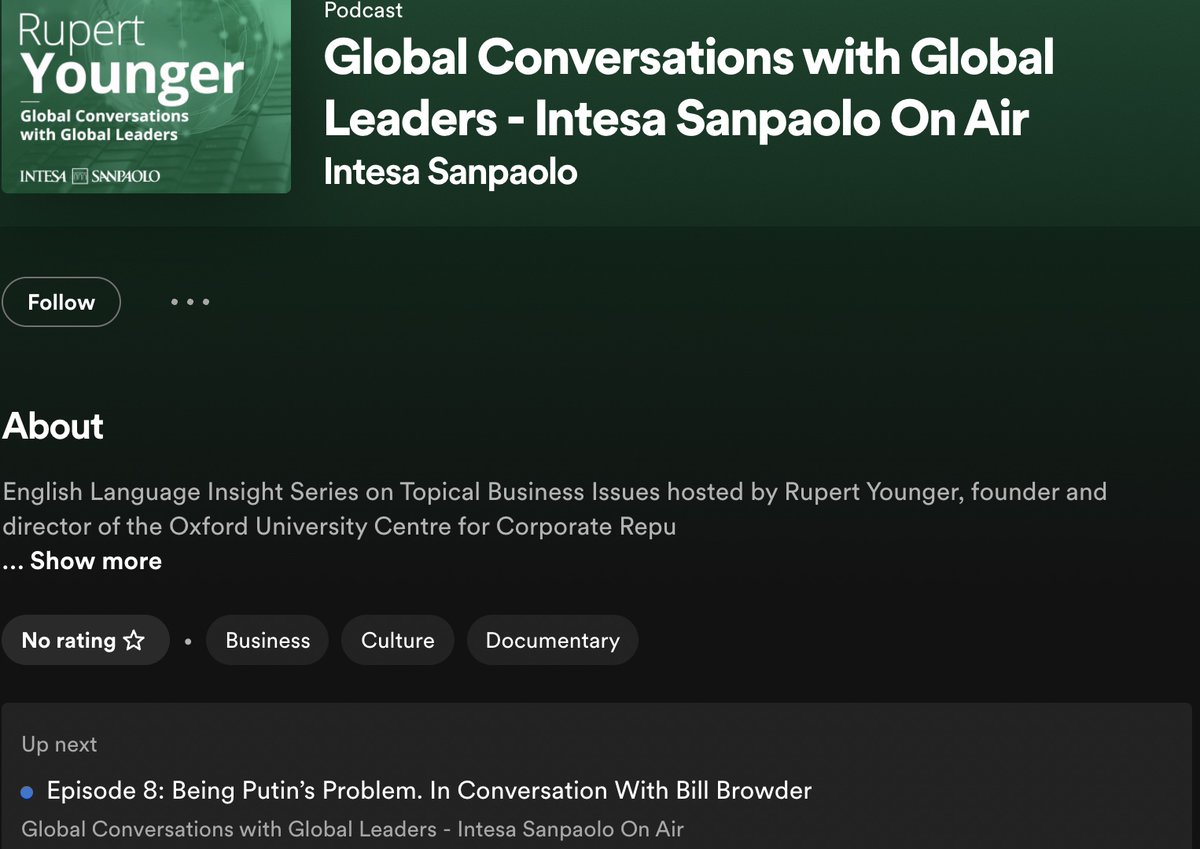 Reputation Oxford (@reputationoxfd) on Twitter photo In the latest Global Conversations with Global Leaders podcast, our <a href="/profyounger/">Rupert Younger</a> talks to <a href="/Billbrowder/">Sir William Browder KCMG</a> about how the murder in Putin's Russia of his lawyer Sergei Magnitsky inspired his campaign for the Global Magnitsky Act to sanction corrupt officials. open.spotify.com/show/6i0j6vqwF… In the latest Global Conversations with Global Leaders podcast, our <a href="/profyounger/">Rupert Younger</a> talks to <a href="/Billbrowder/">Sir William Browder KCMG</a> about how the murder in Putin's Russia of his lawyer Sergei Magnitsky inspired his campaign for the Global Magnitsky Act to sanction corrupt officials. open.spotify.com/show/6i0j6vqwF…