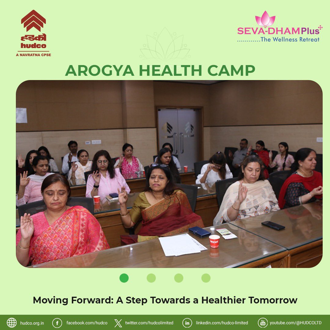 hudcolimited's tweet photo. The Arogya #HealthCamp by SEVA DHAM Plus was held at HUDCO’s Corporate Office, IHC on 11th June, 2024. The camp offered useful tips for physical and mental well-being, through simple #yogic practices, #dietcontrol and #lifestyle change. https://t.co/WqSFph9kgZ