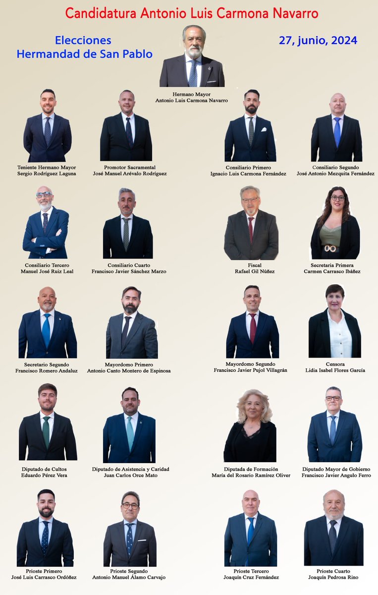cofradediario's tweet photo. ULTIMA HORA @hdad_sanpablo 
Antonio Luis Carmona candidato a Hermano Mayor Presenta su candidatura el proximo dia 17 de Junio de 2024 a las 20,30 horas en las dependencias de la Parroquia de S. Ignacio de Loyola.
informa https://t.co/D38m15NYBN #TDSCofrade https://t.co/0qaqCiGMj1