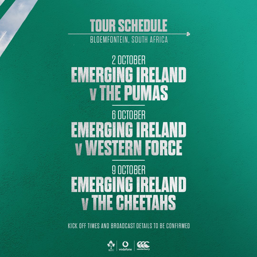 IrishRugby's tweet photo. An Emerging Ireland squad, led by Simon Easterby, will travel to South Africa this Autumn to play three matches against Currie Cup and Super Rugby opposition 🇿🇦

#TeamOfUs