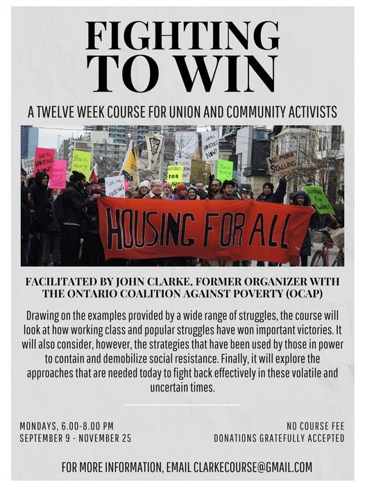 My upcoming course for activists. I’d really appreciate all efforts to get the word out. I really want those who participate to reflect the workers and communities fighting back in this city.