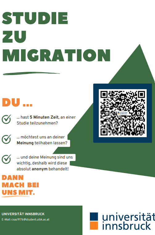Migrations & Diversities – Eurac Research (@migdiveurac) on Twitter photo Du studierst an der @unibz_news oder an der <a href="/uniinnsbruck/">@uniinnsbruck@social.uibk.ac.at</a>?
Hast du 5 Minuten Zeit?
Dann scanne den QR-Code und werde Teil dieser spannenden Studie! Du studierst an der @unibz_news oder an der <a href="/uniinnsbruck/">@uniinnsbruck@social.uibk.ac.at</a>?
Hast du 5 Minuten Zeit?
Dann scanne den QR-Code und werde Teil dieser spannenden Studie!