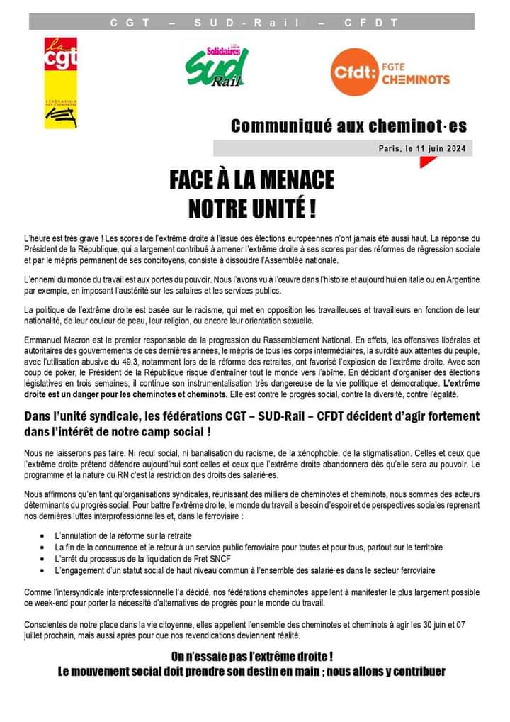 <a href="/cgtcheminots/">CGT Cheminots</a> <a href="/Fede_SUD_Rail/">SUD-Rail Fédération ⏚</a> <a href="/cfdtcheminots/">cfdtcheminots</a>