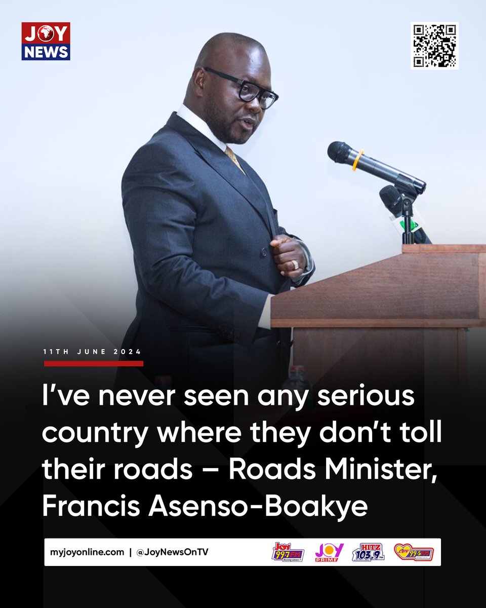 JoyNewsOnTV's tweet photo. I’ve never seen any serious country where they don’t toll their roads – Roads Minister

https://t.co/AOxgDaWh8q

#JoyNews https://t.co/mKQmz2edsM
