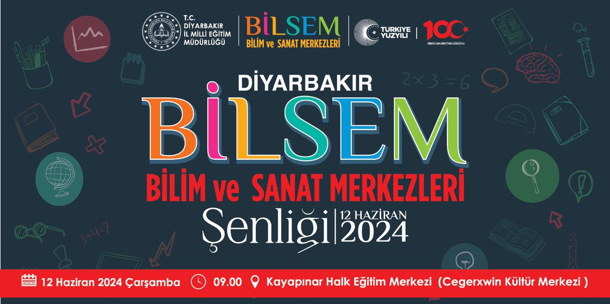 Diyarbakır Bilim ve Sanat Merkezlerinin düzenlemiş olduğu yıl sonu bilim şenliğimize tüm halkımız davetlidir.
<a href="/MebOrgm/">Özel Eğitim ve Rehberlik Hiz. Genel Müdürlüğü</a> <a href="/Murat4Kucukali/">Murat Küçükali</a> <a href="/ErnezDemir/">Demir Ernez</a> <a href="/selahattinblkn/">Selahattin Balkan</a>