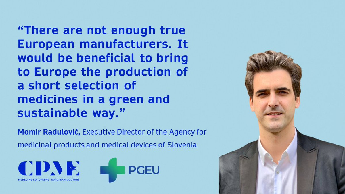 Momir Radulović, Executive Director of the Agency for medicinal products and medical devices of the Republic of Slovenia <a href="/AgencijaJAZMP/">JAZMP</a> provided a regulatory view in the panel debate on medicine shortages at the <a href="/PGEU/">PGEU</a>-<a href="/CPME_EUROPA/">European Doctors</a> joint event in Amsterdam