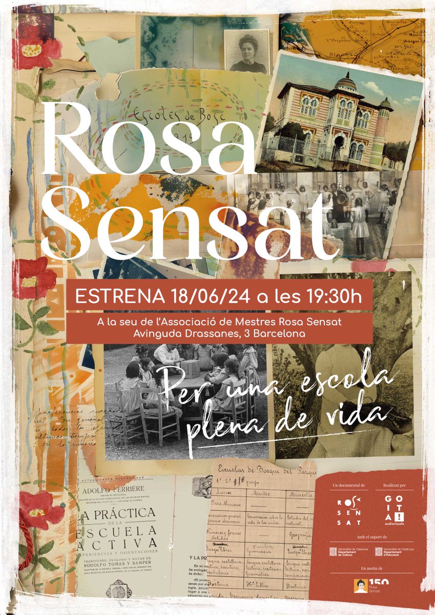 Càtedra Renovació Pedagògica - UdG (@catedrarp_udg) on Twitter photo 📽 Us presentem el documental: "Rosa Sensat"👏
📆 Estrena el pròxim dimarts, 18 de juny, a les 19:30
📍 A la seu de l'Associació de Mestres Rosa Sensat <a href="/RosaSensat/">Associació de Mestres Rosa Sensat</a>
No hi podeu faltar❗🙌
#rosasensat <a href="/cultura_cat/">Cultura</a> <a href="/educaciocat/">Educació</a> <a href="/Goitavisuals/">Goita! Audiovisuals</a> 📽 Us presentem el documental: "Rosa Sensat"👏
📆 Estrena el pròxim dimarts, 18 de juny, a les 19:30
📍 A la seu de l'Associació de Mestres Rosa Sensat <a href="/RosaSensat/">Associació de Mestres Rosa Sensat</a>
No hi podeu faltar❗🙌
#rosasensat <a href="/cultura_cat/">Cultura</a> <a href="/educaciocat/">Educació</a> <a href="/Goitavisuals/">Goita! Audiovisuals</a>