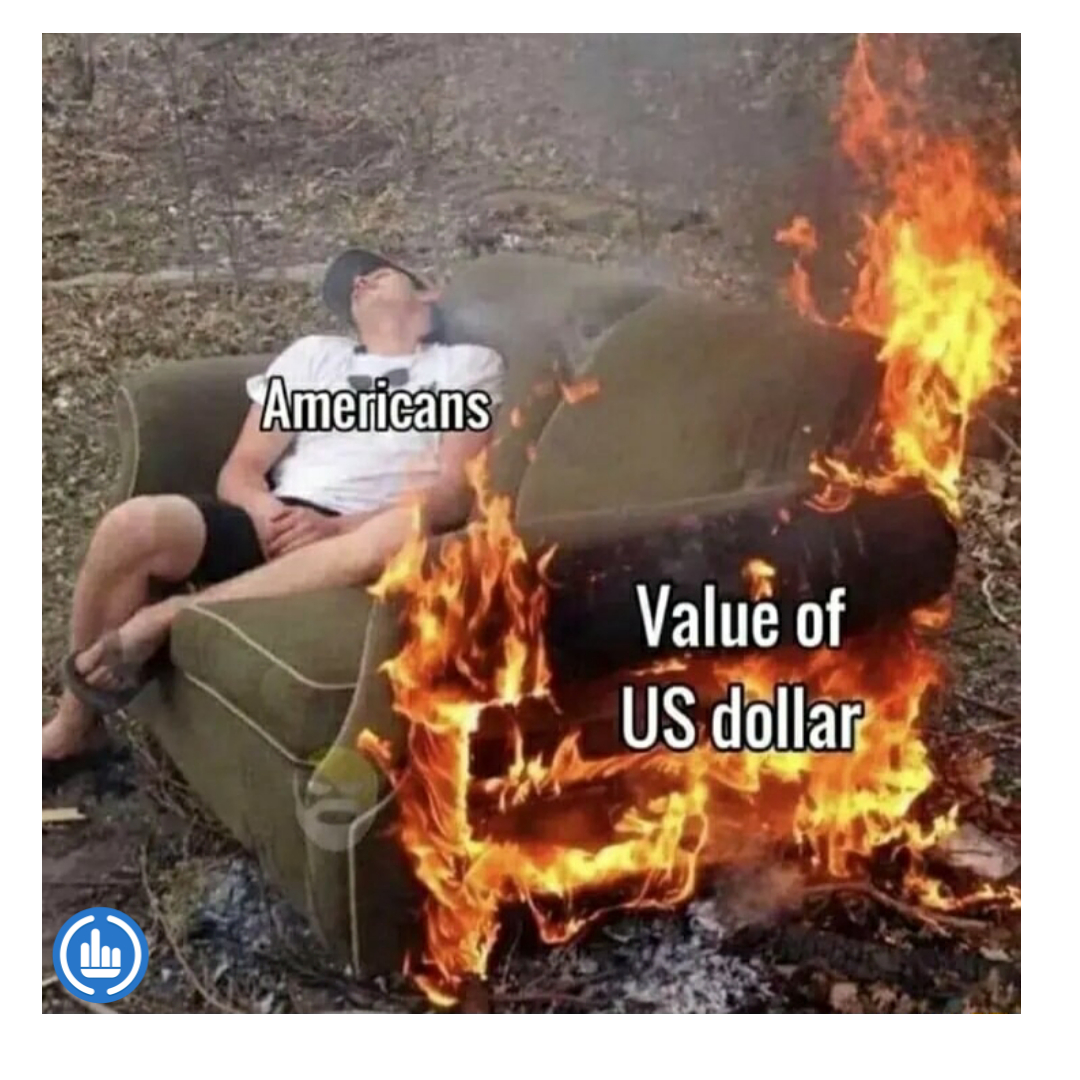 Americans watching the Dollar Value go up in flames. 🔥🛋️💸 Join the  <a href="/FK_USD/">FKUSD</a> movement and take control!   #FKUSD #Crypto #JoinTheMovement #unstablecoin

📞 t.me/Fk_usdchat