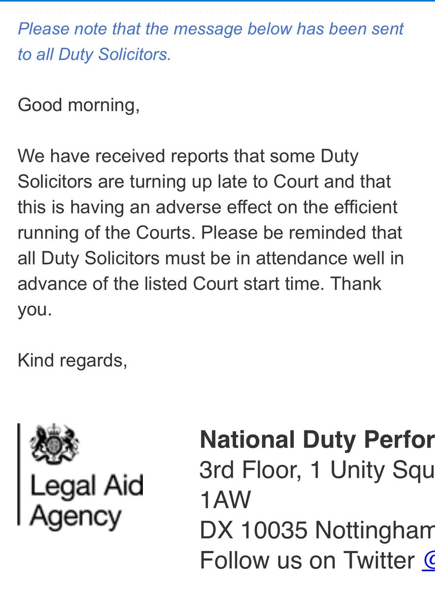 Katie McFadden (@katiemcfadden27) on Twitter photo Can’t help being tickled (read, enraged) by the <a href="/LegalAidAgency/">Legal Aid Agency</a> making out it’s duty sols causing inefficiencies in mags courts.
Ever heard of Serco? Operation Early Dawn? Tory austerity?
Ever actually *been* to a court?!
You cannot blame us for this shitshow. Can’t help being tickled (read, enraged) by the <a href="/LegalAidAgency/">Legal Aid Agency</a> making out it’s duty sols causing inefficiencies in mags courts.
Ever heard of Serco? Operation Early Dawn? Tory austerity?
Ever actually *been* to a court?!
You cannot blame us for this shitshow.