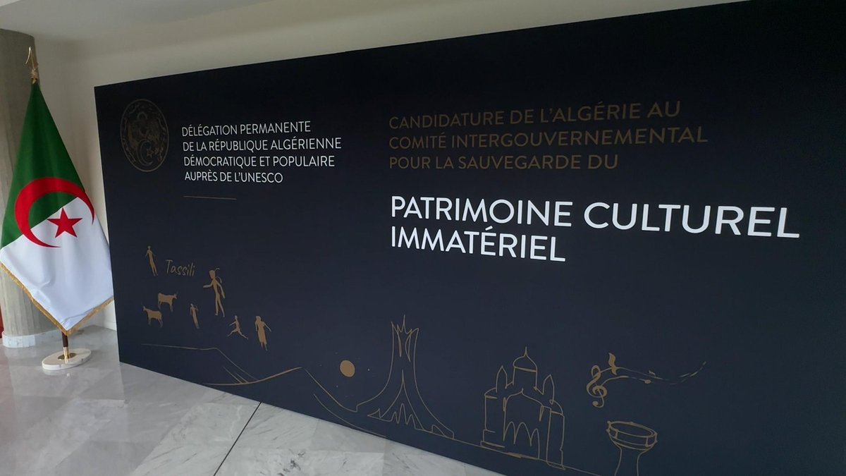 ambalgerieparis's tweet photo. L'#Algérie élue, ce jour, au Comité intergouvernemental de @UNESCO pour la sauvegarde du #PatrimoineCulturelImmatériel. Reconnaissance de l'engagement historique 🇩🇿 à promouvoir &amp; sauvegarder le patrimoine culturel immatériel dans le monde. #UNESCO #PatrimoineDz #AlgerianHeritage https://t.co/p08BCu9np2