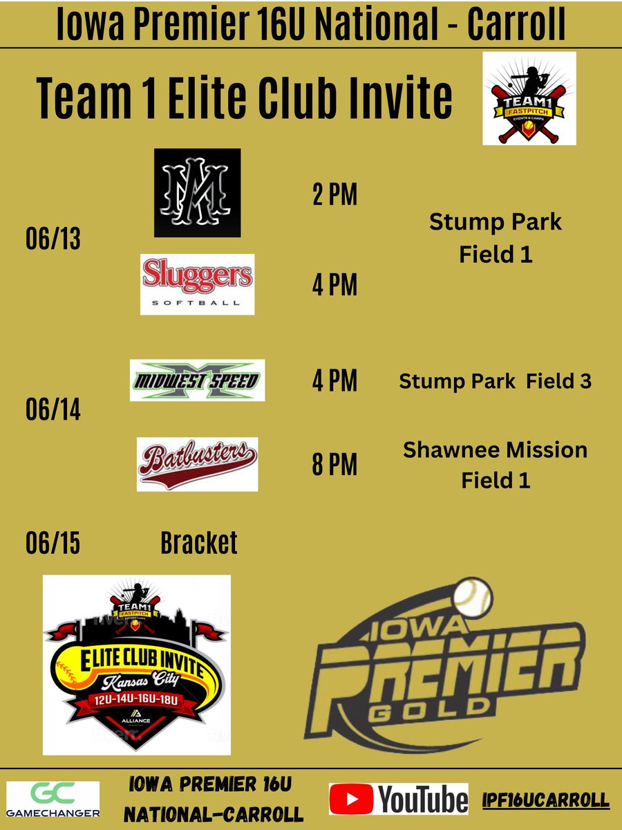We are excited to get our summer season kicked off this Thursday!

📍Stump Park 4751 Woodland, Shawnee, 66218
     Shawnee Mission 6101 Maurer Rd, Shawnee, 66226

Follow along on GC! web.gc.com/teams/tmmrEXys…