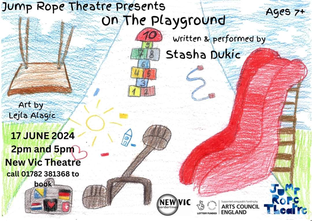 Jump Rope Theatre (@jumpropetheatre) on Twitter photo We are happy to announce that we are performing at <a href="/NVBorderlines/">New Vic Borderlines</a> on Monday the 17th of June as part of <a href="/RefugeeWeek/">Refugee Week 🧡</a>
Book a slot for free at 2pm and 5pm by contacting Aida at ahaughton@newvictheatre.org.uk We are happy to announce that we are performing at <a href="/NVBorderlines/">New Vic Borderlines</a> on Monday the 17th of June as part of <a href="/RefugeeWeek/">Refugee Week 🧡</a>
Book a slot for free at 2pm and 5pm by contacting Aida at ahaughton@newvictheatre.org.uk