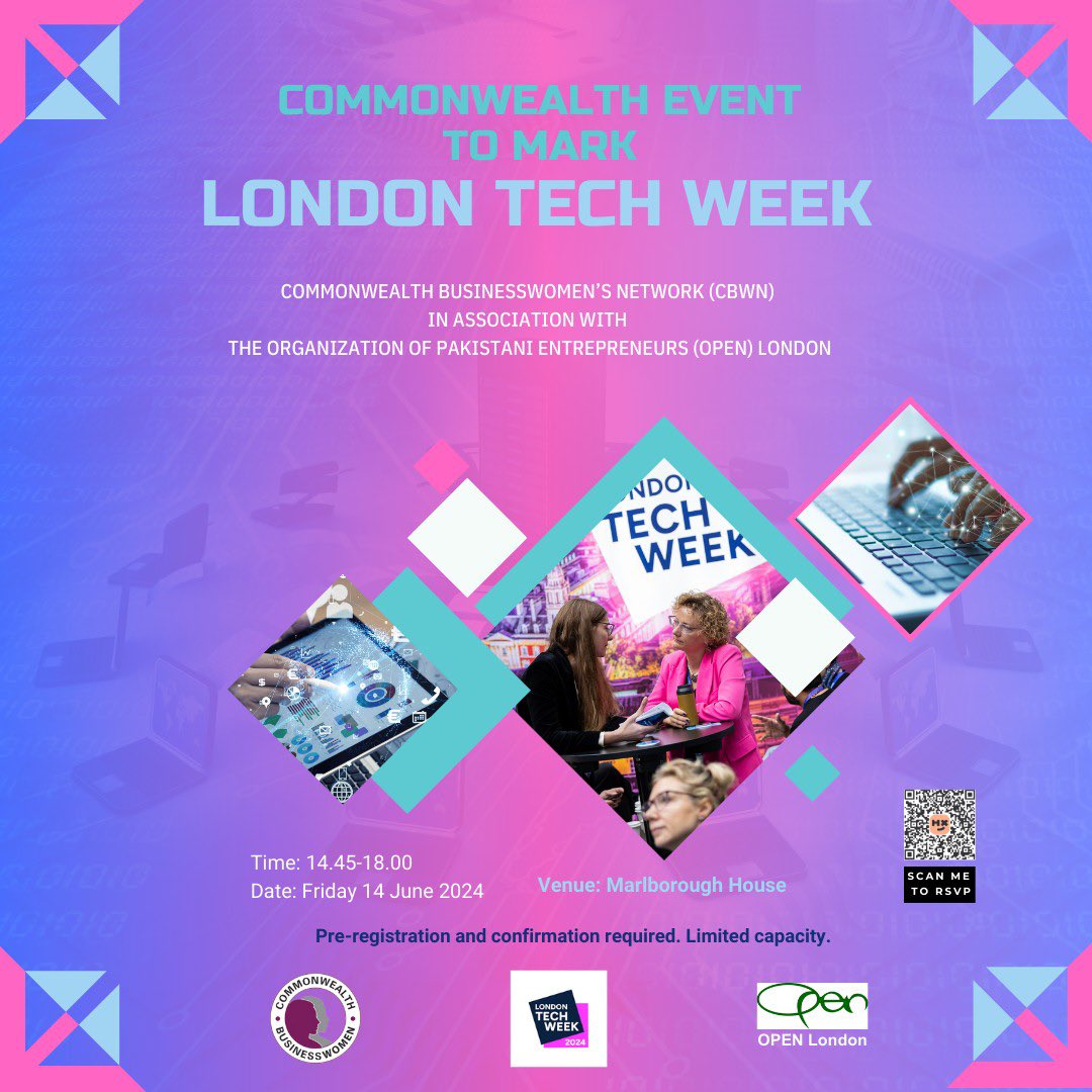 ZahraSh00153113's tweet photo. #OPENLondon (London Chapter of @OPEN_glb) is proud to partner with @Official_CBWN to host an event under @LDNTechWeek on Friday 14th June from 2:45pm to 6:00pm at Marlborough House, Pall Mall, St James’s, London SW1.
This is an invite only event!
#LondonTechWeek https://t.co/i31Xmx7KpK
