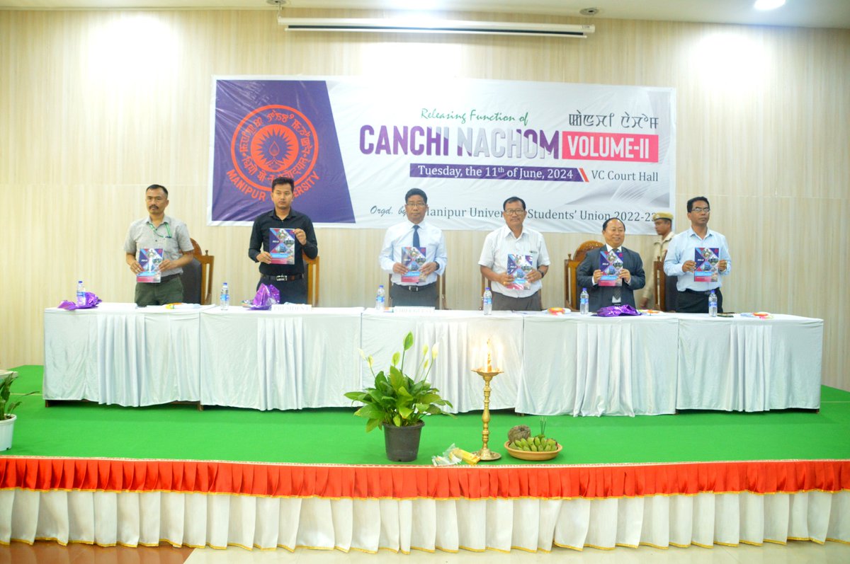 ManipurUniverse's tweet image. 📚 The Releasing Function of Canchi Nachom Vol II was successfully conducted on 11-06-2024 at the VC Court Hall, #ManipurUniversity . Organized by the Manipur University Students&apos; Union 2022-23, it was a wonderful literary celebration! #CanchiNachom #LiteraryEvent