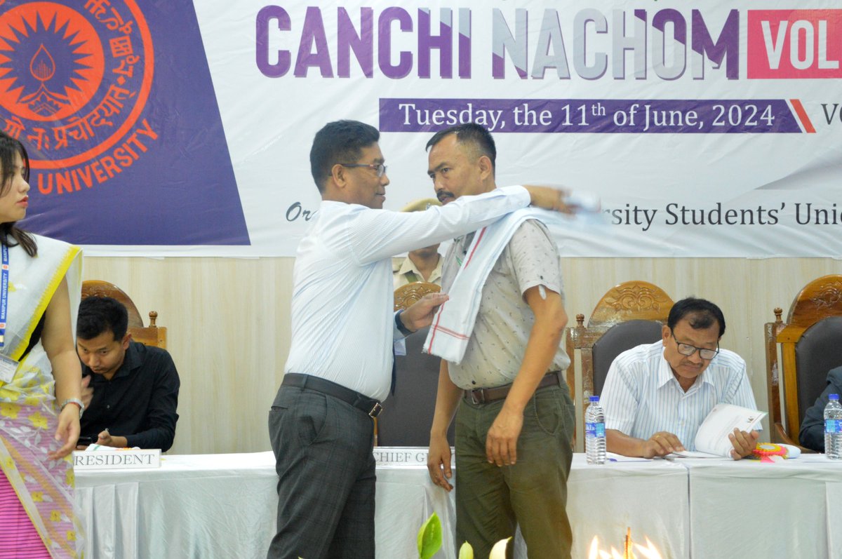 ManipurUniverse's tweet image. 📚 The Releasing Function of Canchi Nachom Vol II was successfully conducted on 11-06-2024 at the VC Court Hall, #ManipurUniversity . Organized by the Manipur University Students&apos; Union 2022-23, it was a wonderful literary celebration! #CanchiNachom #LiteraryEvent