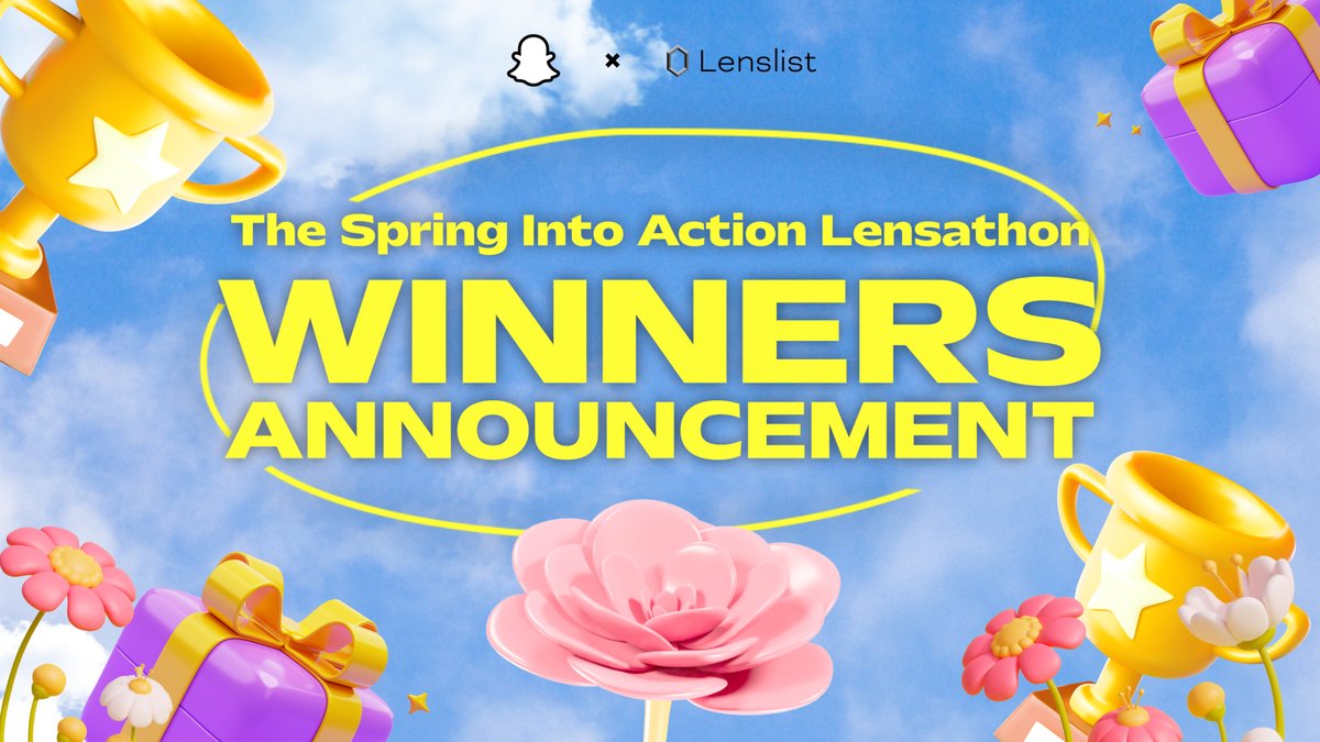 🥁Drumroll, please!

The <a href="/SnapAR/">Snap AR</a> x Lenslist Spring Into Action Lensathon winners are HERE! 🏆

Congratulations to all the winners, and a huge thank you to everyone who participated. 👏 AR Creators are constantly raising the bar in Augmented Reality, captivating audiences with
