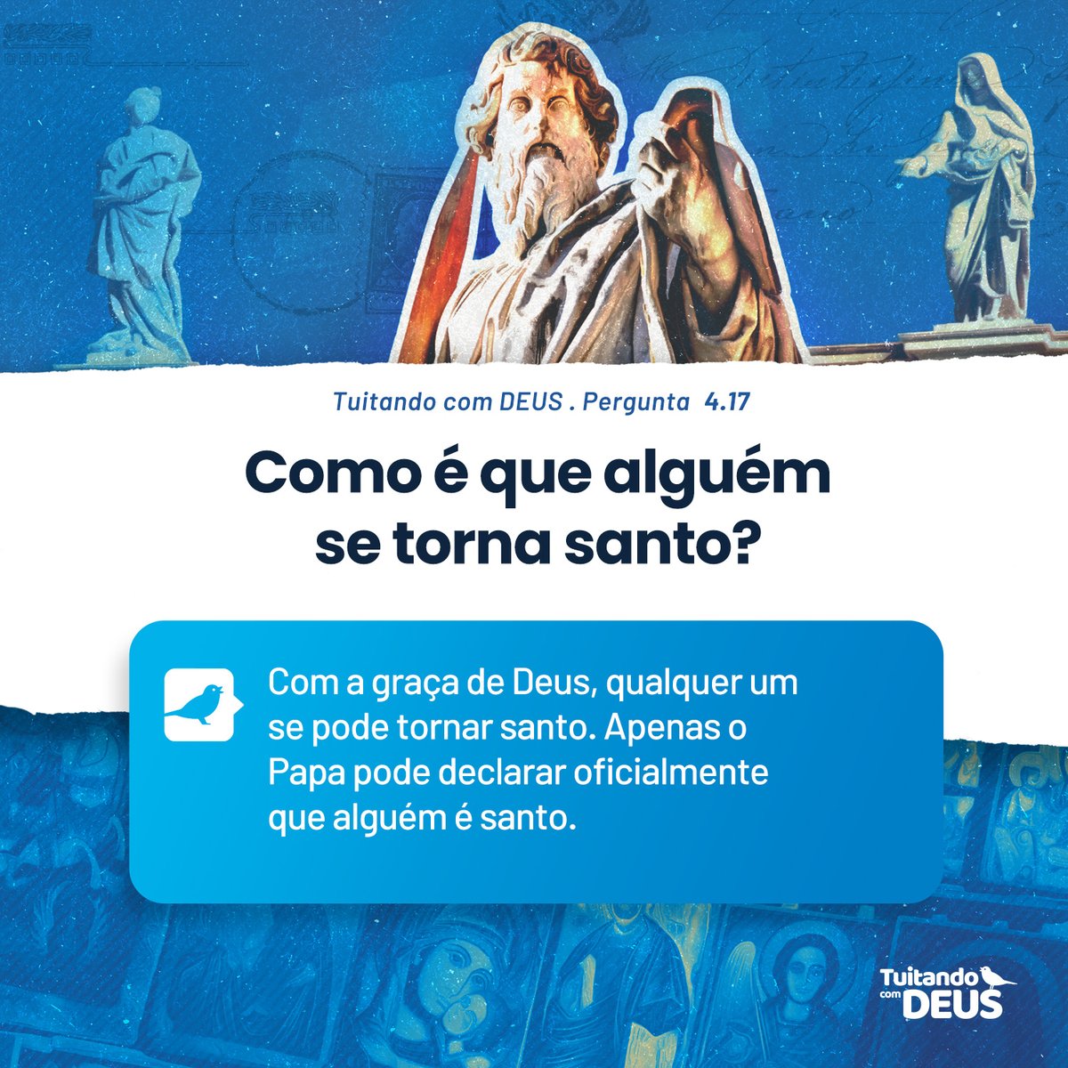 TwGOD_pt's tweet photo. Todos podem se tornar santos vivendo em um relacionamento íntimo com Jesus, embora nem todas essas pessoas sejam declaradas oficialmente como santos.
Leia mais com a pergunta Tuitando com DEUS 4.17 no site, aplicativo e livro. https://t.co/qpA74AmOTx