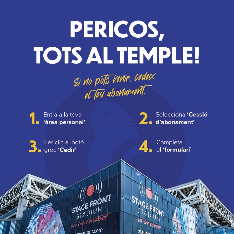 RCDE_info's tweet photo. ⚠️ INFO | #EspanyolRealSporting

Qualsevol abonat de l'#RCDE, indistintament del tipus d'abonament que tingui (adult, pensionista, infantil...) podrà convertir el carnet en entrada a través de l'Àrea de Socis. Així, si no ve a l'estadi, podrà cedir l'entrada a un altre perico.
