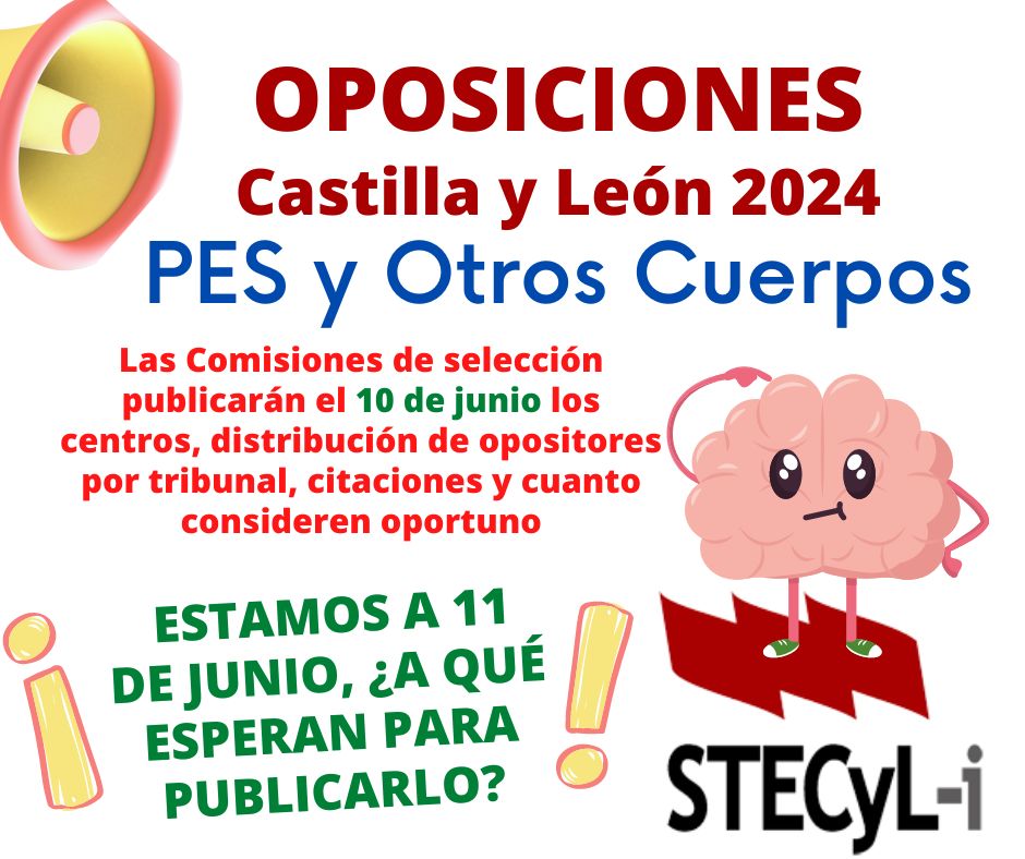 SindicatoSTECyL's tweet photo. 📢 #STECyLInforma ⁉️ Estamos a 11 de junio, ¿a qué esperan para publicar? ⁉️ https://t.co/dP78oFl90X