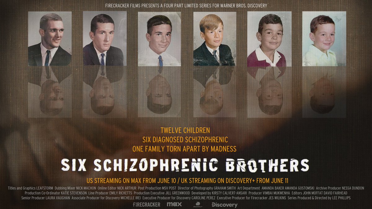 From today, our brand new series #SixSchizophrenicBrothers launches on <a href="/discoveryplusUK/">discovery+ UK</a>  

Follow the terrifying true story of an all-American family torn apart by madness.

New episodes will be available weekly.