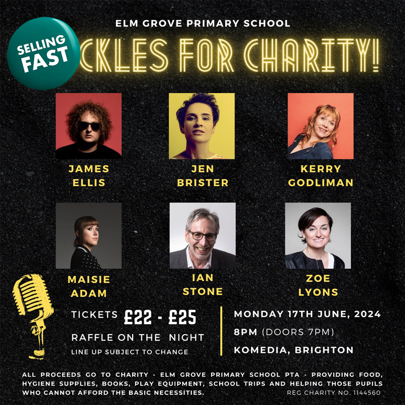 Komedia Brighton (@komediabrighton) on Twitter photo Tickets are selling fast for Chuckles for #Charity Mon 17 Jun!
Featuring: Jen Brister, <a href="/IAmJamesEllis/">James Ellis</a>, Kerry Godliman, Maisie Adam, Ian Stone & Zoe Lyons.
Raising funds for local #charity Elm Grove Primary School PTA.
Tickets 👉 tinyl.io/AwzU
#Brighton #comedy Tickets are selling fast for Chuckles for #Charity Mon 17 Jun!
Featuring: Jen Brister, <a href="/IAmJamesEllis/">James Ellis</a>, Kerry Godliman, Maisie Adam, Ian Stone & Zoe Lyons.
Raising funds for local #charity Elm Grove Primary School PTA.
Tickets 👉 tinyl.io/AwzU
#Brighton #comedy