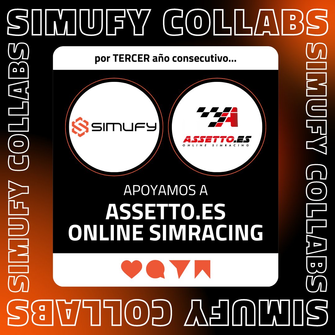 simufy's tweet photo. Por tercer año consecutivo, Simufy apoya a @Assetto_es y a todos sus campeonatos 🏎️

En Simufy, impulsamos proyectos que conservan la esencia del simracing 💪🏻

#simufy #SimRacing #simracingworld #simracer #assetto https://t.co/djUVRzSePV