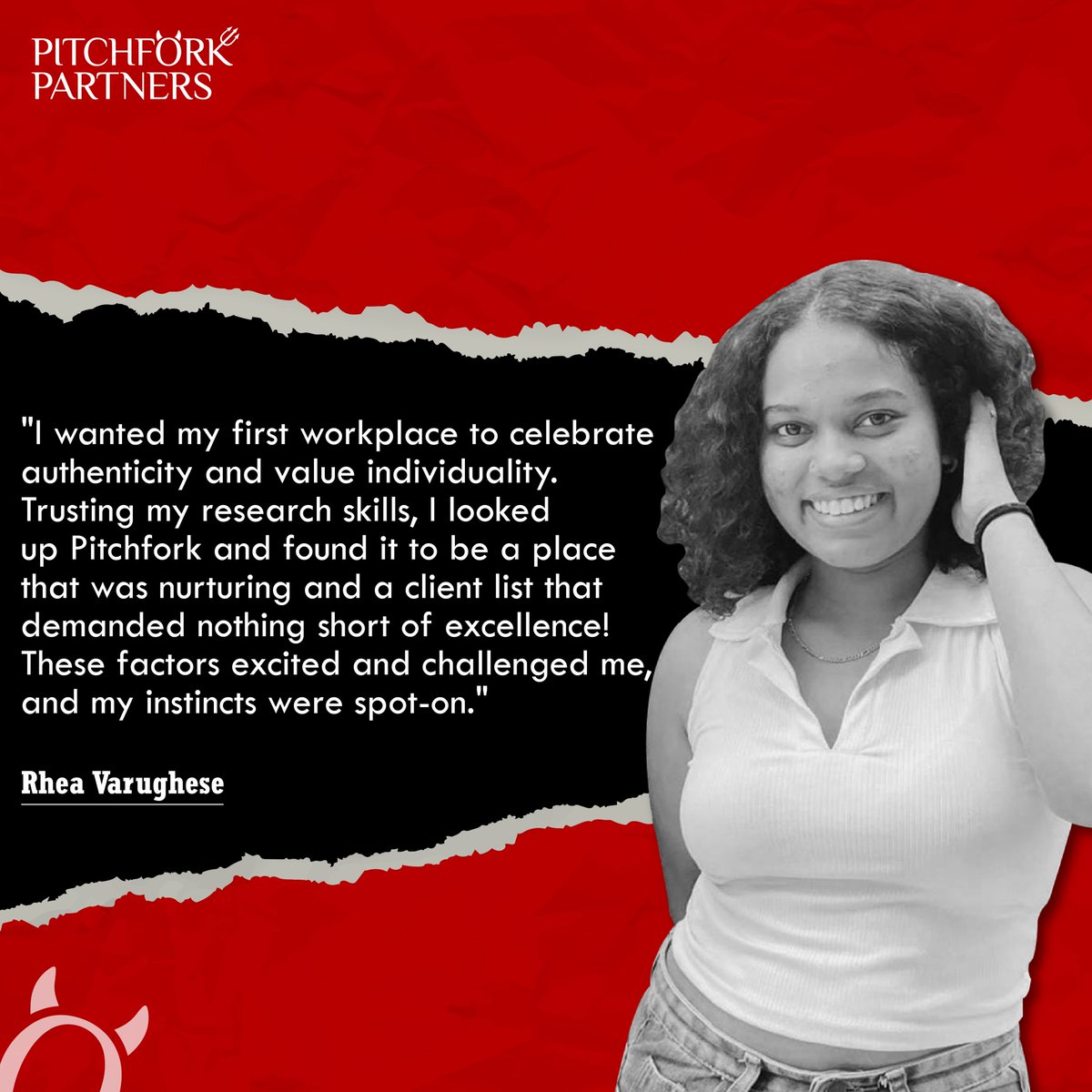 PitchforkLLP's tweet photo. A bundle of positive energy, Rhea Varughese joined us fresh out of college. Starting her career with Pitchfork was a big decision. Read on to learn #WhatMatteredMost to Rhea when she made her choice.

#UnlockYourDreamJob #BeAWarrior #WhatMattersMost #CommsPros #Career #WorkPlace https://t.co/RtPFcgS9Uo
