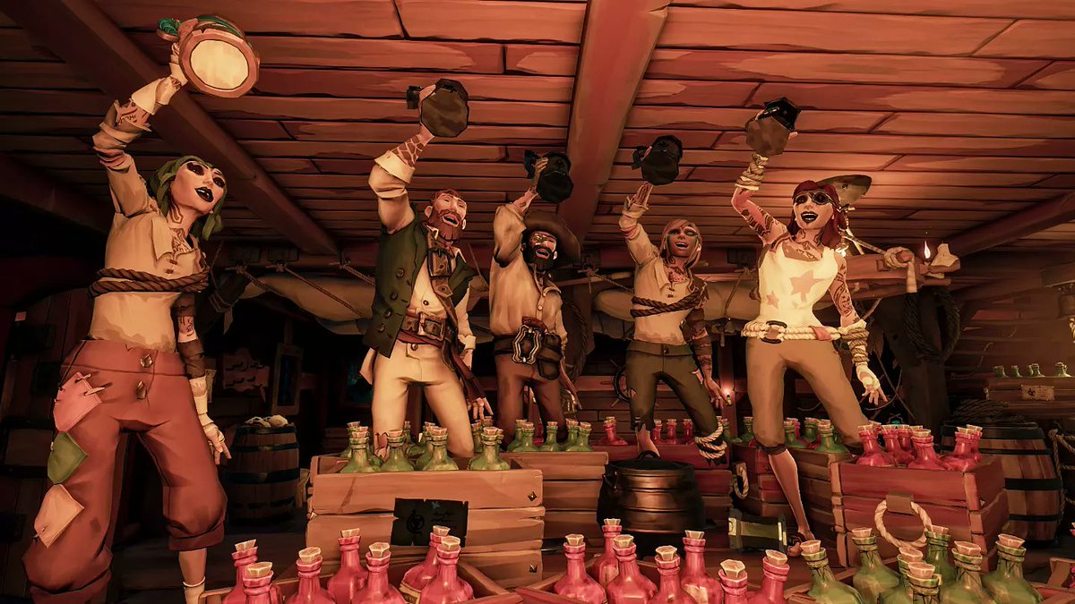Always nice to have some grog party with friends  🍻

#SoTShot: Grog Guzzling 
<a href="/SeaOfThieves/">Sea of Thieves</a> 
#seaofthieves