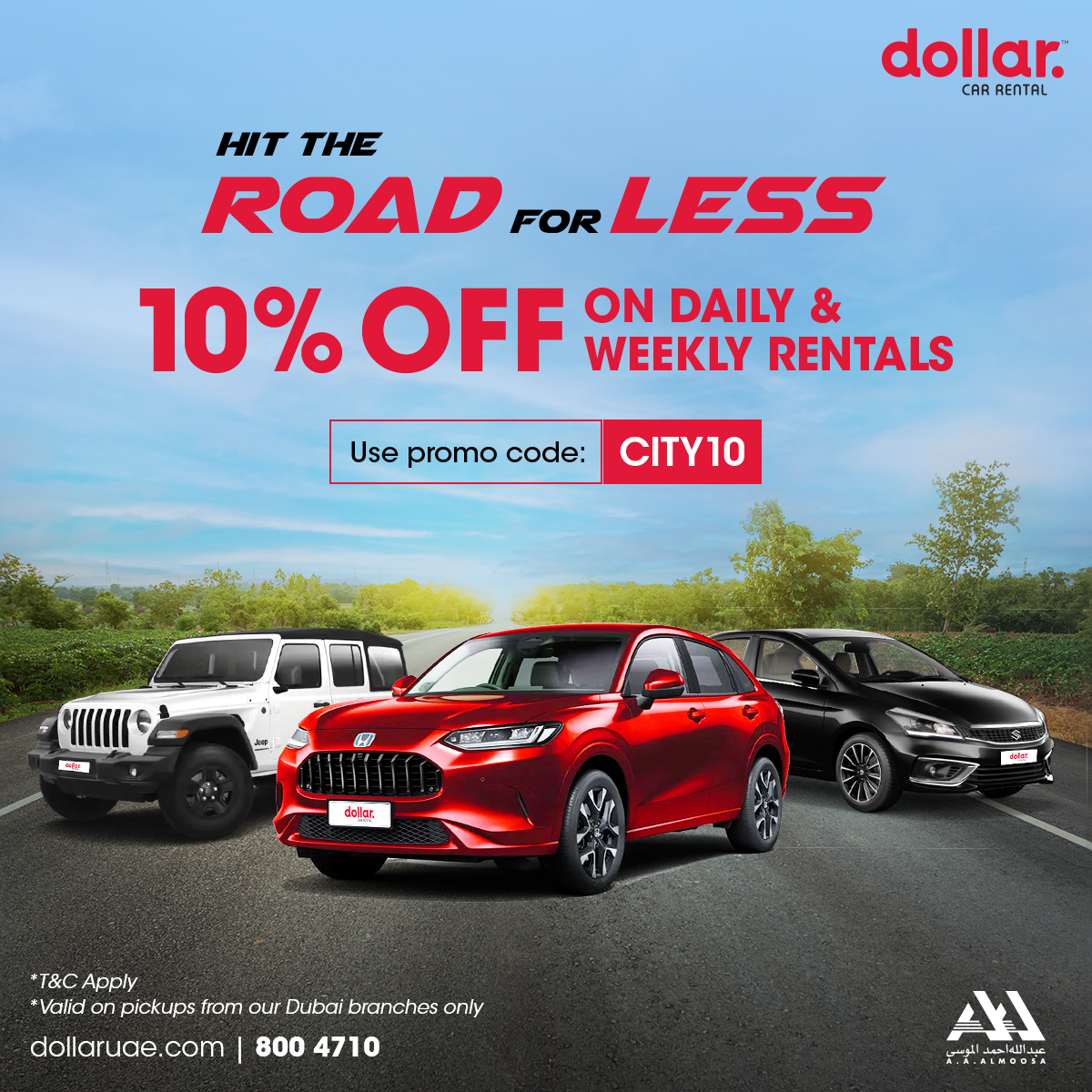 dollaruae's tweet photo. ! Enjoy the best-in class rates &amp; top-notch car rental service and save big with our limited-time offer.

*Offer valid on bookings made in Dubai
*Offer valid until stocks last
*Cannot be clubbed with any other offer/promotion
*T&amp;CApply https://t.co/qodY70KNH5