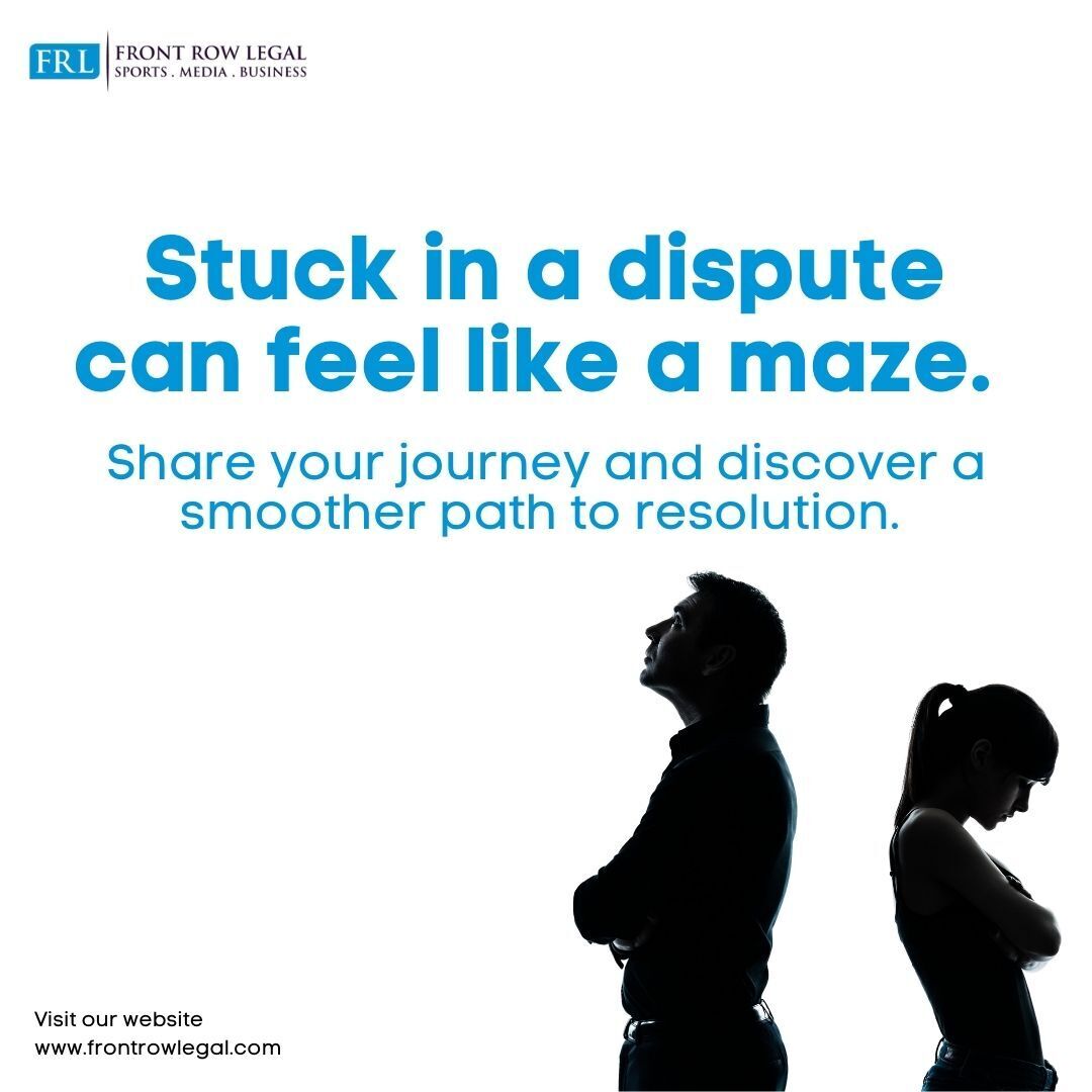 Finding resolution in disputes can be daunting.  Discover the effectiveness of arbitration and share your story with us.#FrontRowLegal #BoutiqueFirm #LawFirm #LegalAdvice #LegalSupport #SportsLaw #MediaLaw #BusinessLaw
