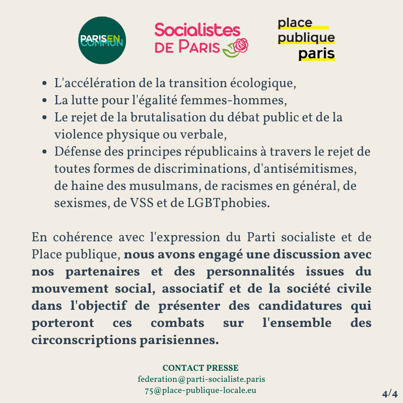 Paris en Commun (@parisencommun) on Twitter photo En réaction à la poussée de l'extrême-droite, de l'antisémitisme et des racismes, nous nous engageons !
Notre communiqué commun avec <a href="/PS_Paris/">Fédération de Paris du PS 🌹</a> et <a href="/placepubli_idf/">Place Publique Paris</a>⤵️ En réaction à la poussée de l'extrême-droite, de l'antisémitisme et des racismes, nous nous engageons !
Notre communiqué commun avec <a href="/PS_Paris/">Fédération de Paris du PS 🌹</a> et <a href="/placepubli_idf/">Place Publique Paris</a>⤵️