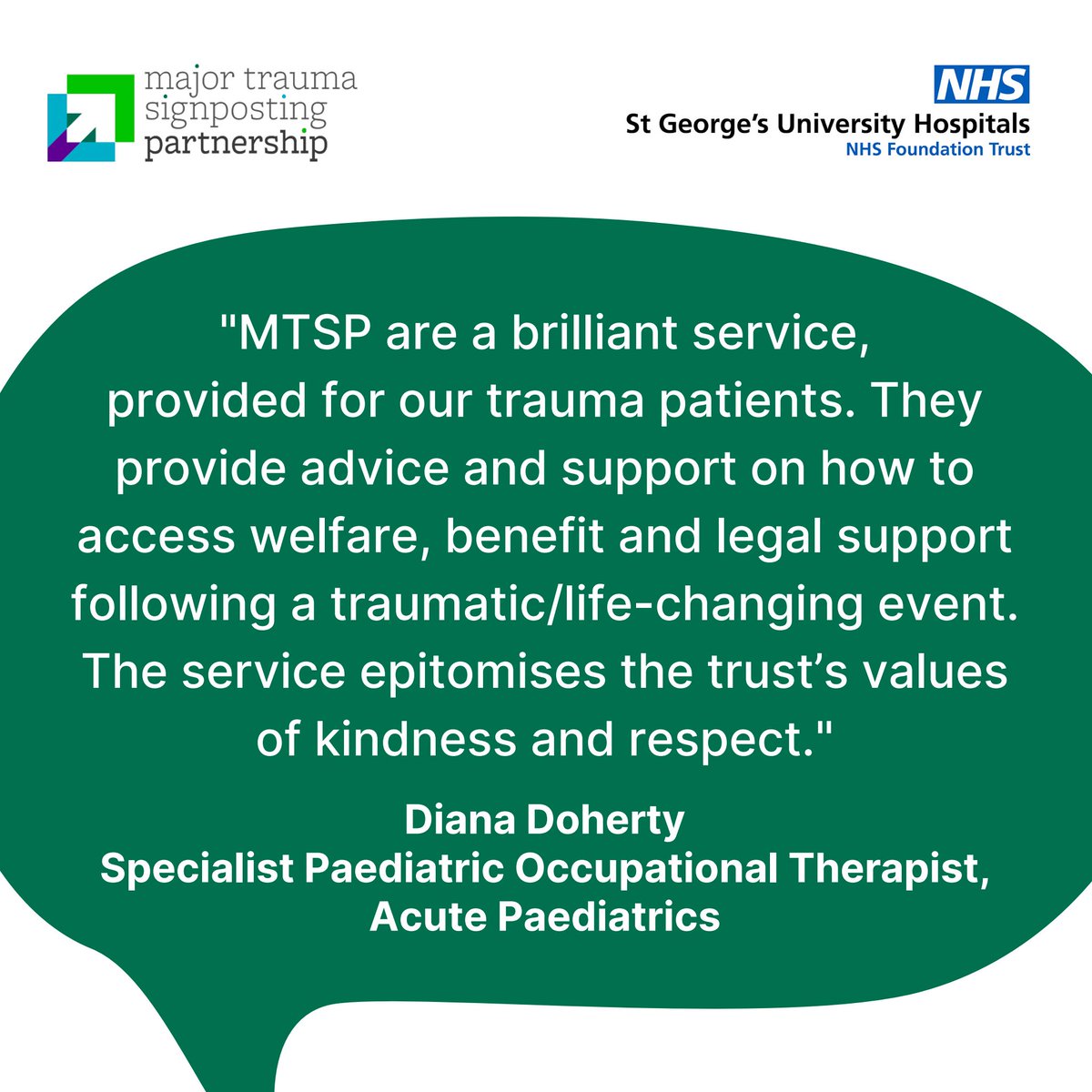 Advocating for our patients to ensure they get the right support is something we are proud of.   When patients and their families go through Major Trauma, we don’t want them to ever feel alone, or like they don’t know where to turn.   #NHS #healthcare #advocacy