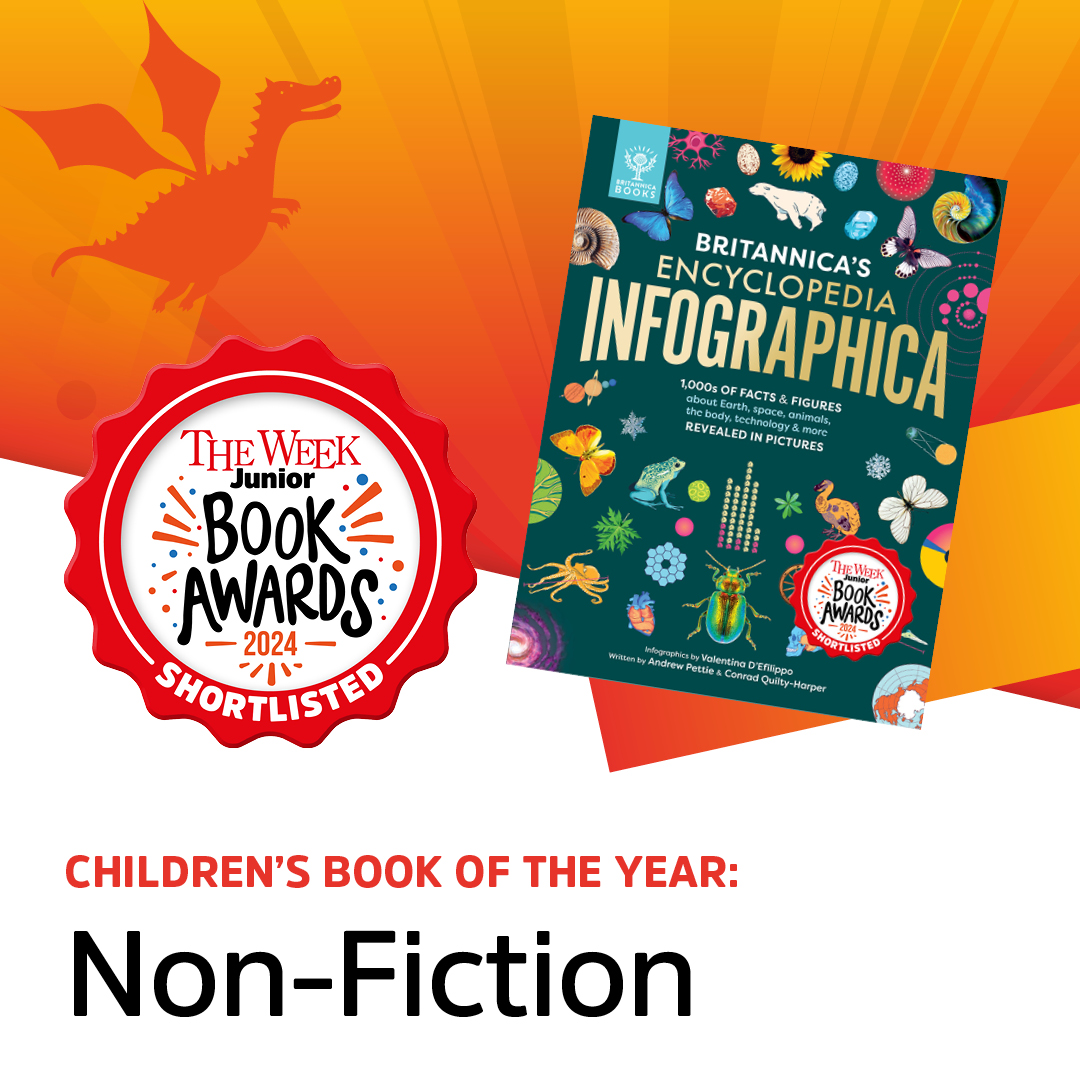 BritannicaBooks's tweet photo. We've had not one, but two books shortlisted for @theweekjunior book awards 2024 🤩

🧠 Non-fiction: Britannica’s Encyclopedia Infographica by @defilippovale, @andrewpettie &amp; @Coneee

🐾 Animals &amp; nature: Animal FACTopia! by Julie Beer &amp; @andysmithdraws

#TheWeekJuniorBookAwards https://t.co/kyZRmP4hZW