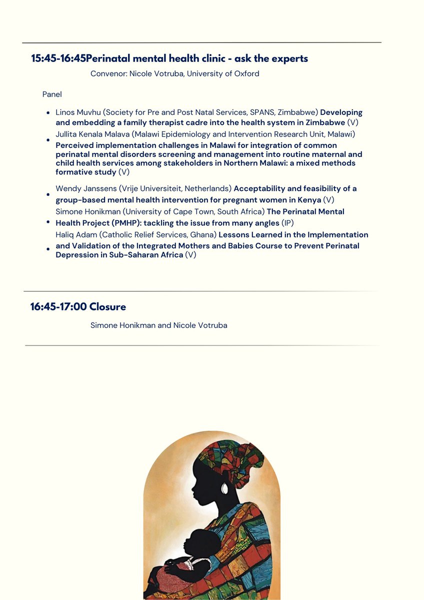Exciting news! The official program for the 'Maternal Mental Health in Africa – Conversations' symposium is here. You can now plan to attend your favourite sessions and enrich your knowledge on #maternalmentalhealth in #Africa.

Registration🔗 eventbrite.co.uk/e/maternal-men…