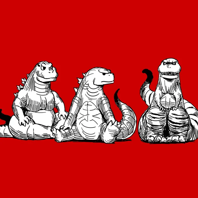シンの時描いたゴジラたちです。 