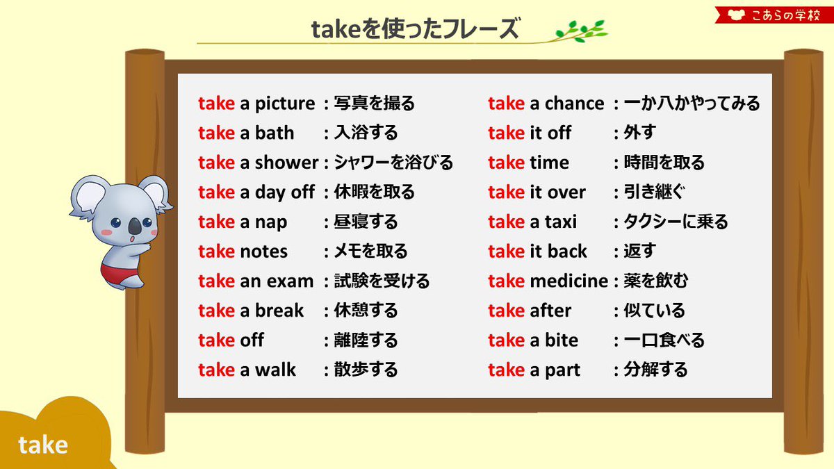 KoalaEnglish180's tweet photo. この4つさえ覚えておけば、日常会話はなんとかなる！ https://t.co/DrlIdHBet0