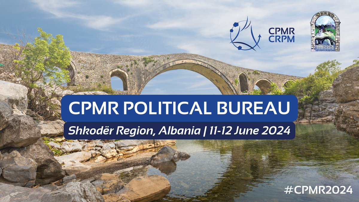 Good afternoon from Region of Shkodër 🇦🇱 where we have started <a href="/CPMR_Europe/">CPMR</a> political bureau meeting. For the next 2 days, CPMR members will debate and work together for Europe’s prosperity &amp; security through place-based policy making in a spirit of cooperation across regions!