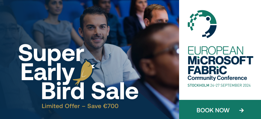 📢 Secure a super saver deal! 
With Super Early Bird Sale, you can save up to €700! #MicrosoftFabric #AzureData #PowerBI 
sharepointeurope.com/european-micro…