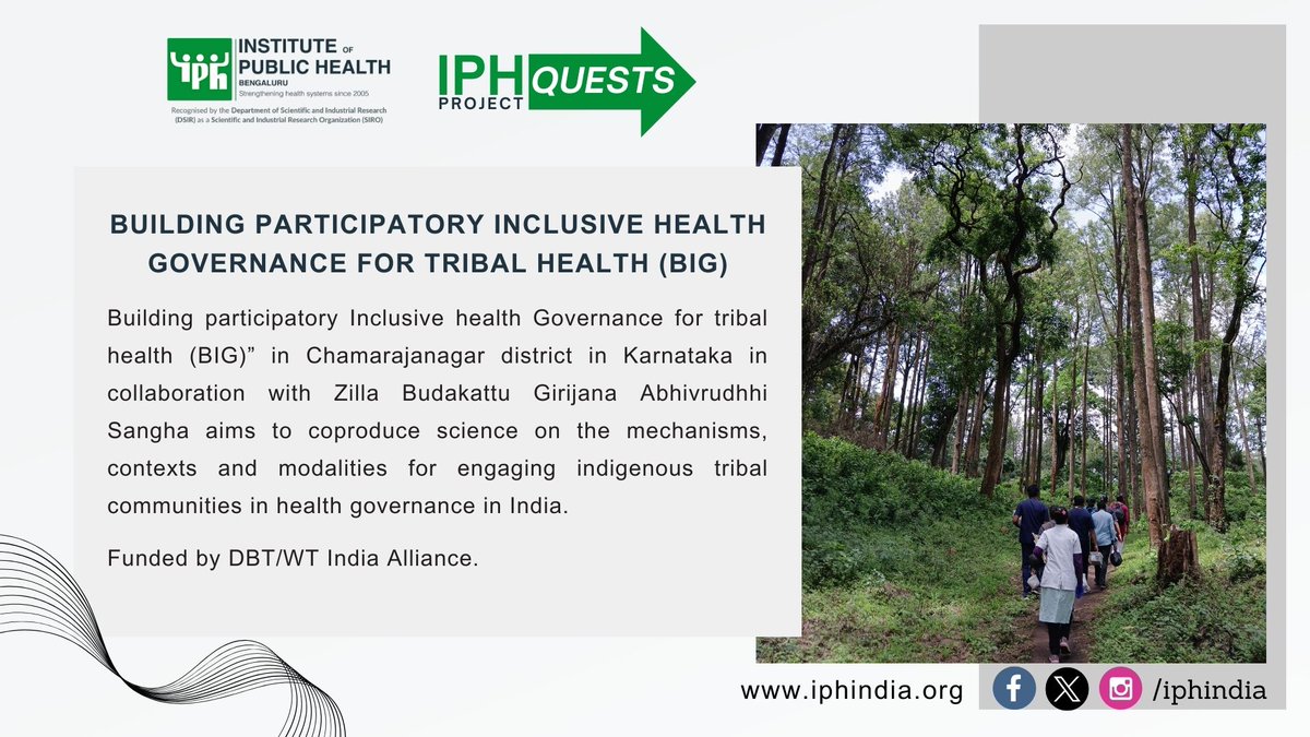 iphindia's tweet photo. The project by Dr Meena focuses on engaging tribal communities in health governance. #iphbengaluru #publichealth #iphprojectquest
https://t.co/GLPSUSrops https://t.co/FPS0hfDvQd