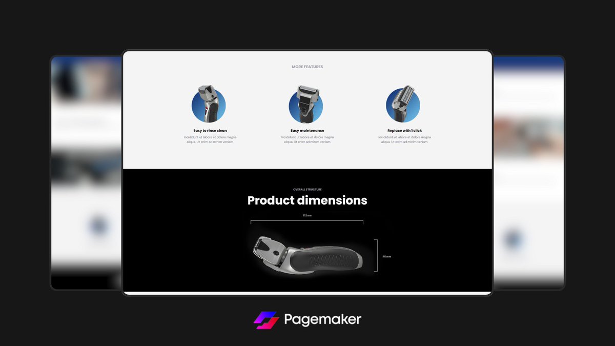 PagemakerHQ's tweet image. How do you present your product as easy to use on your e-commerce landing page?
Check out this Tailwind CSS feature module design, showcasing product images. 
Preview template: electronics-rn5.pagemaker.link
#featuremodule #WebsiteBuilder #WebsiteDesign #NoCode #ecommercewebsite