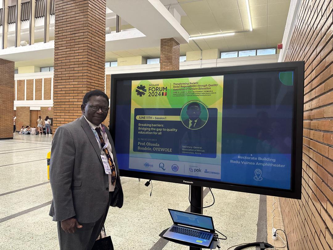 Association of African Universities (@aau_67) on Twitter photo Prof. Olusola Oyewole, <a href="/SecgenAAU/">AAU Secretary General</a> delivered the Opening Keynote at the <a href="/inqaahe/">INQAAHE - International Network for QAAs in HE</a> 14th Biennial Forum.
Date: June 11, 2024
Location: Bucharest, Romania
Title: 'Breaking Barriers: Bridging the Gap to Quality Education for All'
#INQAAHE #EducationForAll Prof. Olusola Oyewole, <a href="/SecgenAAU/">AAU Secretary General</a> delivered the Opening Keynote at the <a href="/inqaahe/">INQAAHE - International Network for QAAs in HE</a> 14th Biennial Forum.
Date: June 11, 2024
Location: Bucharest, Romania
Title: 'Breaking Barriers: Bridging the Gap to Quality Education for All'
#INQAAHE #EducationForAll
