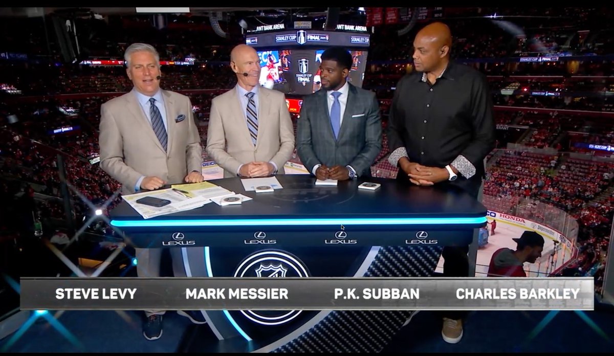 pulokun's tweet image. 今日はNBA関係者多いなw チャッキーいらっしゃーい(三枝風　#ESPNonABC  #StanleyCupFinals