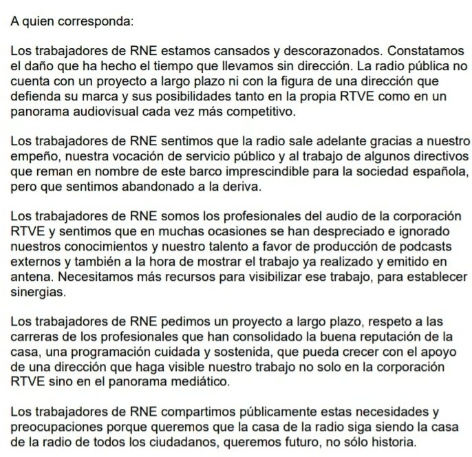 #TodosSomosRNE y somos #LaRdeRTVE

Intentamos que la radio pública siempre esté ahí, presente, y que sea relevante para la ciudadanía.

#RNE nos mueve y nos duele, sus seis emisiones, programas e informativos, hechos desde cualquier emisora de la red de Radio Nacional de España.