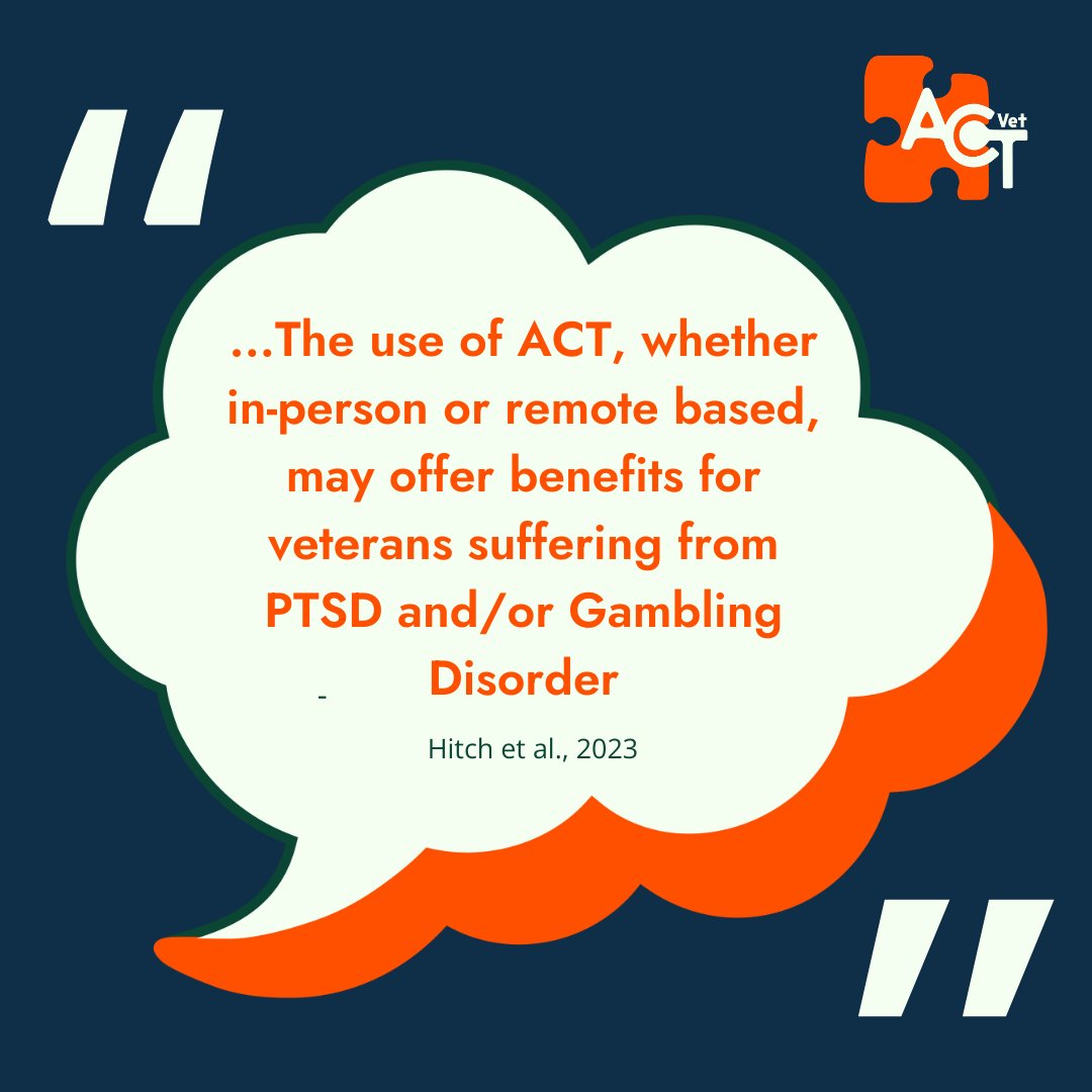 p_ACTIVATE's tweet photo. 🚨 Previous research has suggested that Acceptance and Commitment Therapy (ACT) may be beneficial for veterans with PTSD and/or gambling disorder. See the full paper here: 👉https://t.co/cFxz9XlSGV https://t.co/RuR3494Z1z