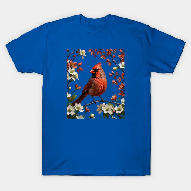 TaicheTees's tweet photo. A Red Cardinal Bird Surrounded by Cornus florida Flowers - Red Cardinals - #tshirtshop #teepublic #northerncardinal #Cardinaliscardinalis #birdlover #commoncardinal #redcardinal #cardinal #redcardinal #floweringdogwood #wildlife #virginia #usaroadtrip https://t.co/muO7VZnana https://t.co/hkej3nHgpN