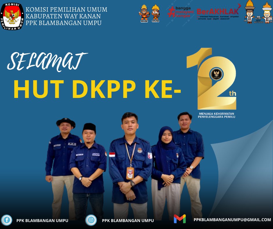 PpkUmpu's tweet photo. selamat hari ulang tahun DKPP ke 12 tahun 
semoga semakin bersinergi menjaga kehormatan penyelenggara pemilu 
#pilaka2024 https://t.co/k3lwNXvn52