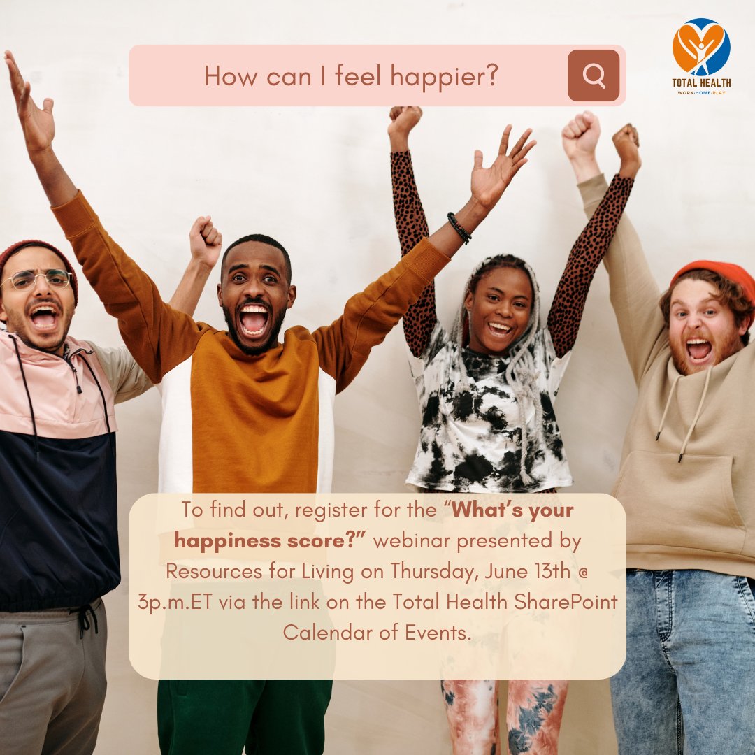 Are you happy? Join RFL's hosted webinar to understand the definition of happiness and to learn tips on feeling happier. Register on the Total Health SharePoint Calendar of Events.
#TotalHealthUPS
#WorkHomePlayUPS