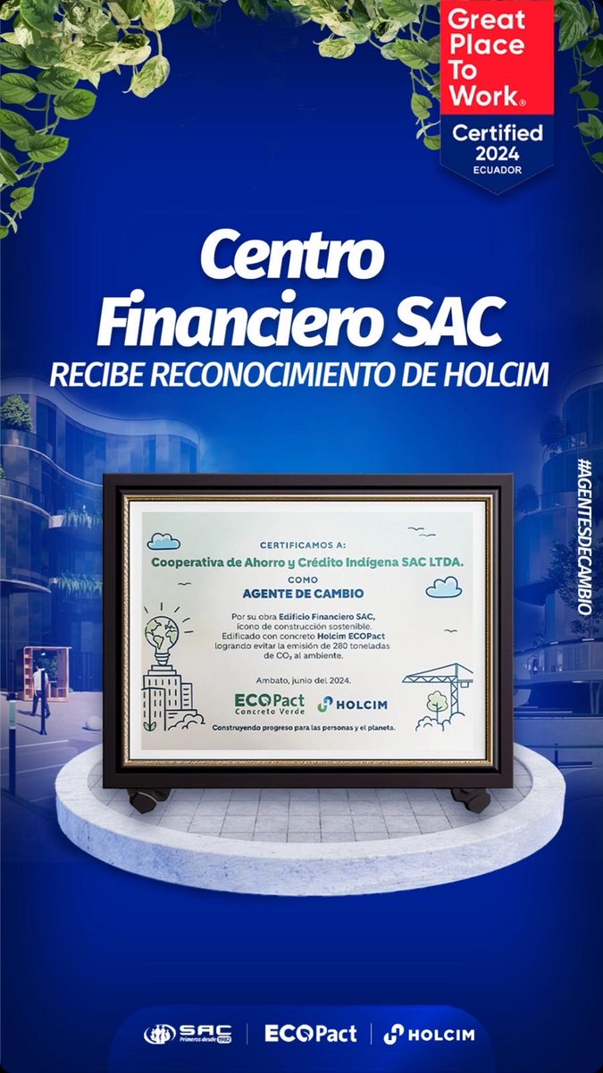 Celebrando el Dia Mundial del Ambiente sembrando arboles  en nuestras Plantas ⁦<a href="/HolcimEcuador/">Holcim Ecuador</a>⁩ , entrega Premios a colaboradores destacados Ambiente y Reconocimiento a la Cooperativa de Ahorro #SAC en Ambato por uso de ECOPact concreto verde en su nuevo edificio