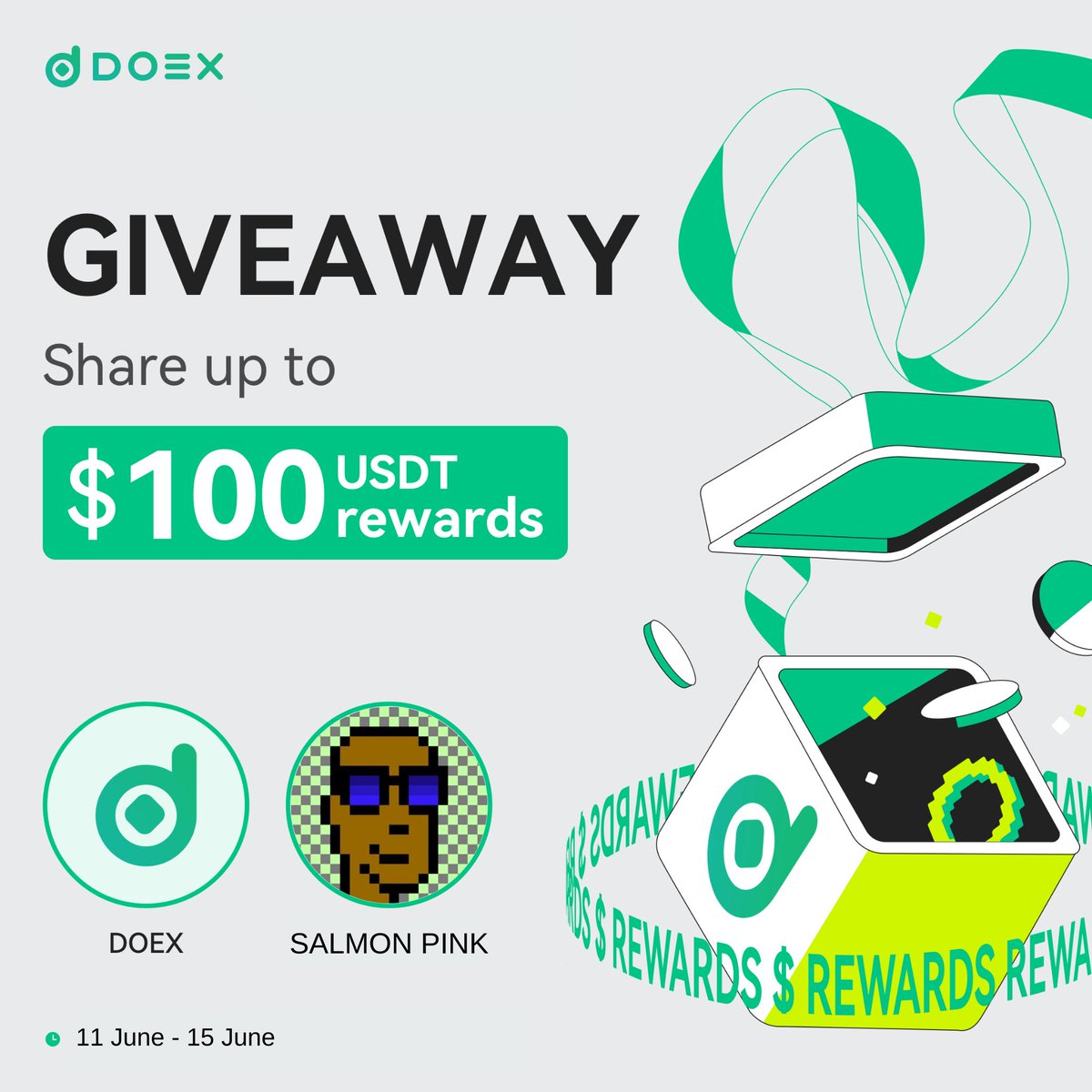 \\🎉#DOEX $100 Giveaway🎉//

/／
🎁$50 USDT × 2名様‼️
\＼

✅❤️&amp;RP
✅フォロー
@DoexGlobal 
<a href="/salmon_pi/">SALMON PINK</a> 

⏰6/15

※リプ欄に #DOEX と書くと当選確率UP🔥

DOEXとは⁉️
📍2022年に設立されたCEX
📍 米国FinCEN・カナダFinTRACのMSBコンプライアンス金融ライセンスを取得済

#ギブアウェイ